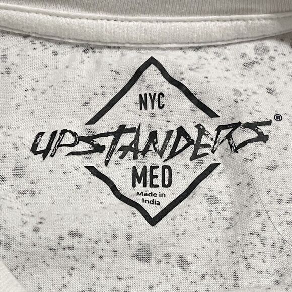 New York Shirt Men Medium White Gold Dalmatian Splatter NYC Upstanders Slim Fit - Picture 3 of 9